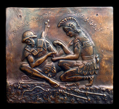 Achilles and Patroclus Trojan Greek Warriors Heroes wall sculpture plaque - $24.74