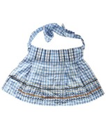 Vtg Blue &amp; White Gingham Checked Half Apron W/ Multi Colored Embroidered... - $279.65 MXN