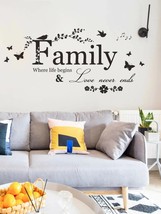 Slogan Graphic Wall Sticker - Family Where Life begins &amp; Love never ends - £7.18 GBP