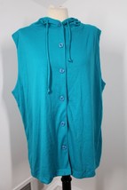 Vtg 80s Multiples Choice One Size Blue Sleeveless Hoodie Active Gym Top USA - £22.35 GBP