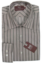 NEW $245 Hickey Freeman Button Front Shirt! 16 Long  (35 Inch Sleeve) Gray Creme - £70.47 GBP