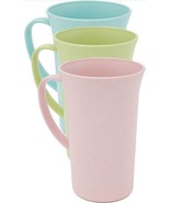 Three (3) ~ Wheat Straw Rice/Plastic Handled Mugs w/Lids ~ 14.8 oz. Coff... - €30,15 EUR