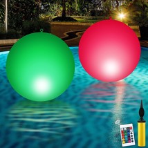2 Pcs 24 Inch Large Solar Floating Pool Lights 16 Color Changing Led Glo... - $65.99