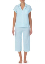 New Lauren Ralph Lauren Blue White Stripes Jersey Pajama Set Size L - £53.83 GBP