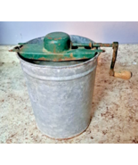 Vintage Galvanized 2 Qrt. Ice Cream Maker  - Hand Crank Unbranded Works ... - $66.87 CAD