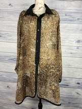 Dalin Tunic Duster Blouse Womens 2X Collar Long Sleeve Animal Print Butt... - $22.50