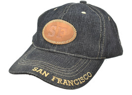 San Francisco Denim Baseball Hat Cap Leather Patch Adjustable One Size - £11.72 GBP