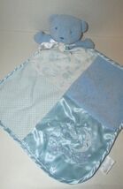 Nursery Rhyme blue teddy bear patchwork square satin back Baby Security ... - $6.23
