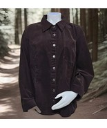 CJ Banks Corduroy Shirt Womens Size 2X Plus Brown Pin Wale Stretch Cotto... - $370.54 MXN