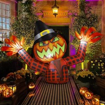 6.4 Ft Halloween Inflatable Pumpkin Witch Outdoor Decorations Blow Up Yard Pumpk - £80.66 GBP