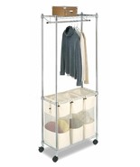 Laundry Cart 3 Bag Sorter Hamper Rolling Wheels Storage Clothes Organize... - £190.15 GBP
