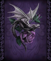 Dragon Beauty Purple Rose Silk Touch Queen Size Plush Blanket 79x94 Anne Stokes - $66.33