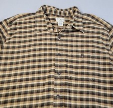 LL Bean Cotton Flannel Plaid Tan Green Button Up Shirt Mens Size XL Tall... - $12.16