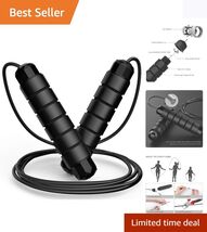 Luxury Ergonomic Foam Handle Jump Rope with Durable Steel Cable for Fitness - $15.79