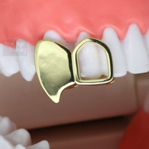 Fang Open Face Single Grill 14k Gold Plated Teeth Upper Top or Lower - £7.20 GBP