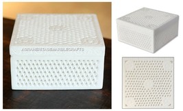 White Marble Jewelry Storage Box Hand Carved Art Filligree Giving Gifts ... - $130.48+