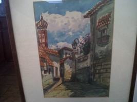 Vintage Original Watercolor Old possibly Russia Greece Italy France Architecture - £93.60 GBP