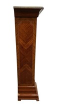 Antique Style Wooden Urn Pedestal Column w/ Brass Urn Crest Inlay 49” image 9