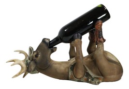 Rustic Western Camo Geared Hunter Buck Stag Deer Wine Holder Large 19&quot;L Figurine - £52.20 GBP