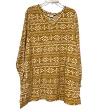 Denim &amp; Co. Womens Yellow XL Fleece V Neck LS Pullover Tunic Side Pocket... - £19.49 GBP