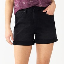 Women&#39;s Sonoma Relaxed Rolled-Cuff Denim Mom Shorts, Size: 16, Black - £11.75 GBP