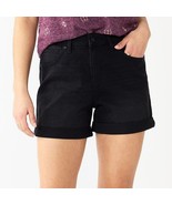 Women&#39;s Sonoma Relaxed Rolled-Cuff Denim Mom Shorts, Size: 16, Black - £11.72 GBP