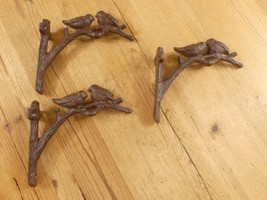 3 Cast Iron Plant Hooks Bird Garden Nature Wall Mounted Rustic Farmhouse... - $29.99