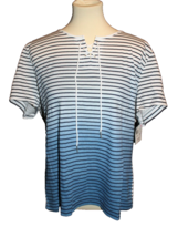 Basic Editions T-Shirt Tee Short Sleeve Size XXL Shirt Ombre Blue White NEW NWT - £10.55 GBP