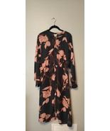 Women&#39;s A New Day Dress Large Crepe Flutter Short Sleeve Midi Pleated  F... - €12,07 EUR