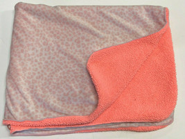 Carters Just One You Pink Leopard Cheetah Velour Sherpa Baby Blanket Peach - £24.99 GBP