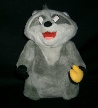 12&quot; Vintage Disney Pocahontas Meeko Gray Raccoon Stuffed Animal Plush Toy Lovey - £18.98 GBP