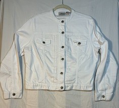 Women&#39;s Chicos Platinum White Denim Jacket Size 2 Cotton/Spandex - £17.30 GBP
