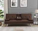 Futon, Modern Leather Living Room, Loveseat Folding Convertible, Couch B... - $428.99