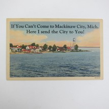 Linen Postcard Mackinac City Michigan Vintage Unposted Rare - £7.98 GBP
