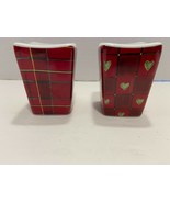 Holiday Package Salt &amp; Pepper Shakers Christmas Plaid Red Green - $5.45