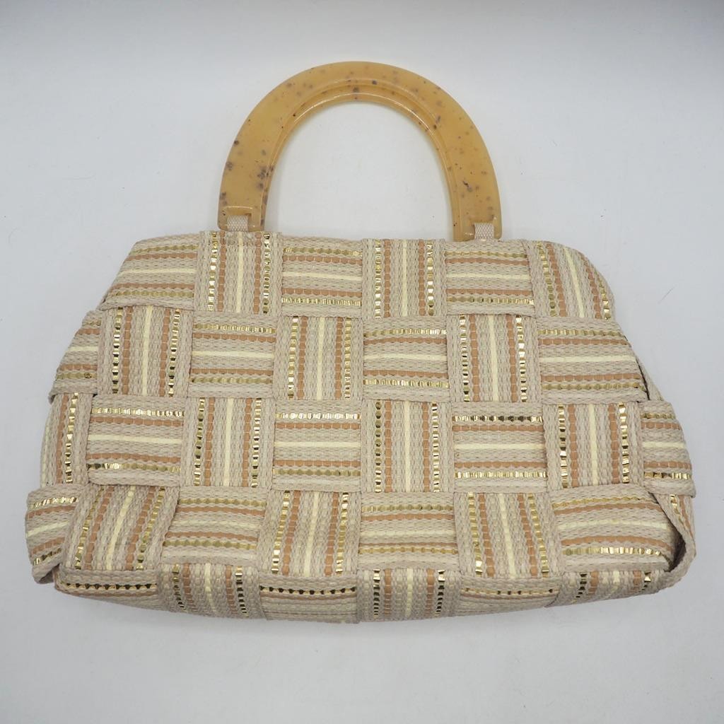 Primary image for Vintage M&G Bertini Woven Tote Handbag Plastic Handle made in Italy