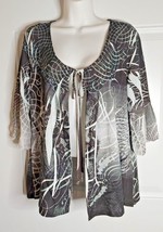 B.L.E.U. Embellished 3/4 Sleeve Open Light Knit Cardigan Size Large - £14.93 GBP