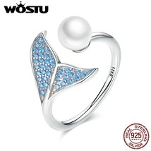 WOSTU Genuine 925 Sterling Silver Tears of A Mermaid Rings Adjustable Size Finge - $23.19