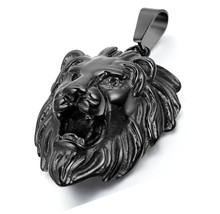 Lion Head Pendant Necklace, Mens Stainless Steel - $47.83