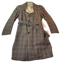 Vintage Harry Rosen Reversible Trench Coat Wool Plaid Italy Mens Sz 50 40 - $175.00