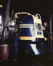 Santa Fe Railroad locomotive gets washed in roundhouse Kansas 1943 Photo Print - £6.91 GBP+