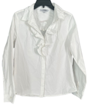 Back in the Saddle White Ruffled Button Up Western Blouse Top Shirt Smal... - £9.43 GBP