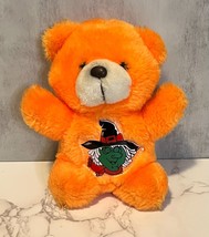 VTG 80&#39;s Style Stuffed Halloween Bear w/ Puffy Witch Emblem On Belly 7&quot; - £7.43 GBP