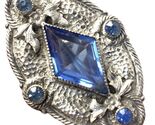 art deco prong blue Czech glass  brooch - $102.64
