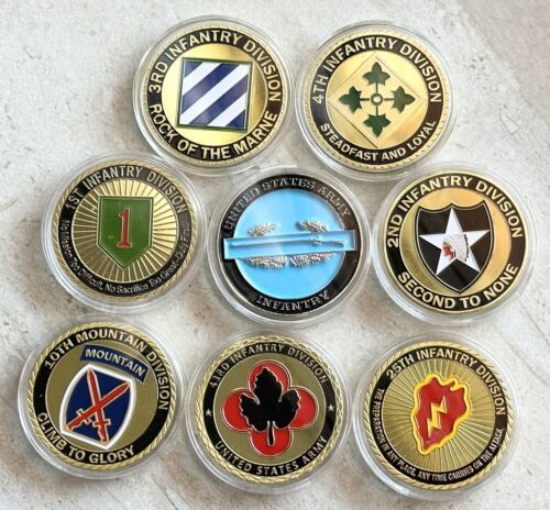 US Army Collector Coin Set  Infantry Division 1st 2 3rd 4th 10th Mountain 25t - $74.25