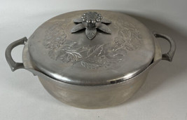 Vintage Everlast Hand Forged Metal Floral Serving Dish With Deco Handles &amp; Lid - £11.86 GBP