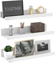 Giftgarden 16 Inch White Floating Shelves For Wall Mount, Modern Wood Wa... - $38.99