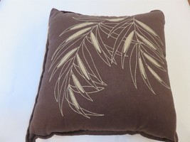 Croscill Brazil Chocolate Brown Embroidered Leaf Linen blend deco pillow... - $28.75