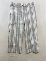 Tanjay Women&#39;s Cropped Pants Size 28 White Gray Striped Stretch Capri - £7.00 GBP