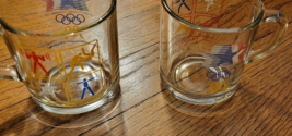 Mc Donalds 1984 Vintage Olympic Committee Clear Glass/Coffee Mug - Set Of 2 - £15.14 GBP
